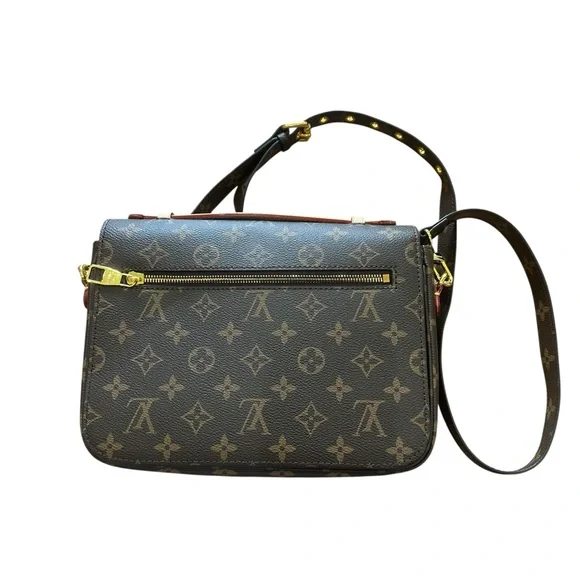 Designer Inspired Monogram Print Flap Crossbody Bag Gold Hardware Faux Leather - Picture 2 of 7